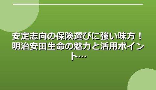 安定志向の保険選びに強い味方！明治安田生命の魅力と活用ポイント