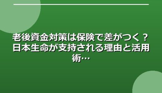 老後資金対策は保険で差がつく？日本生命が支持される理由と活用術