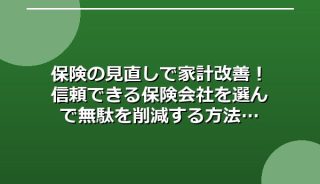保険の見直しで家計改善!信頼できる保険会社を選んで無駄を削減する方法