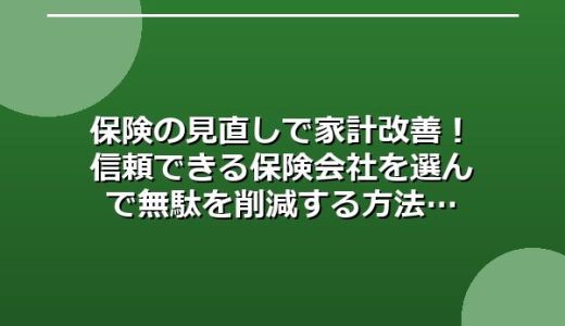 保険の見直しで家計改善！信頼できる保険会社を選んで無駄を削減する方法